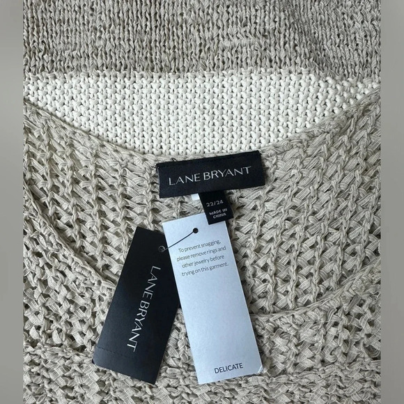 NWTs Lane Bryant Top Womens Plus 22/24 Beige Open Knit Tank Boho Casual Ladies - Picture 7 of 14